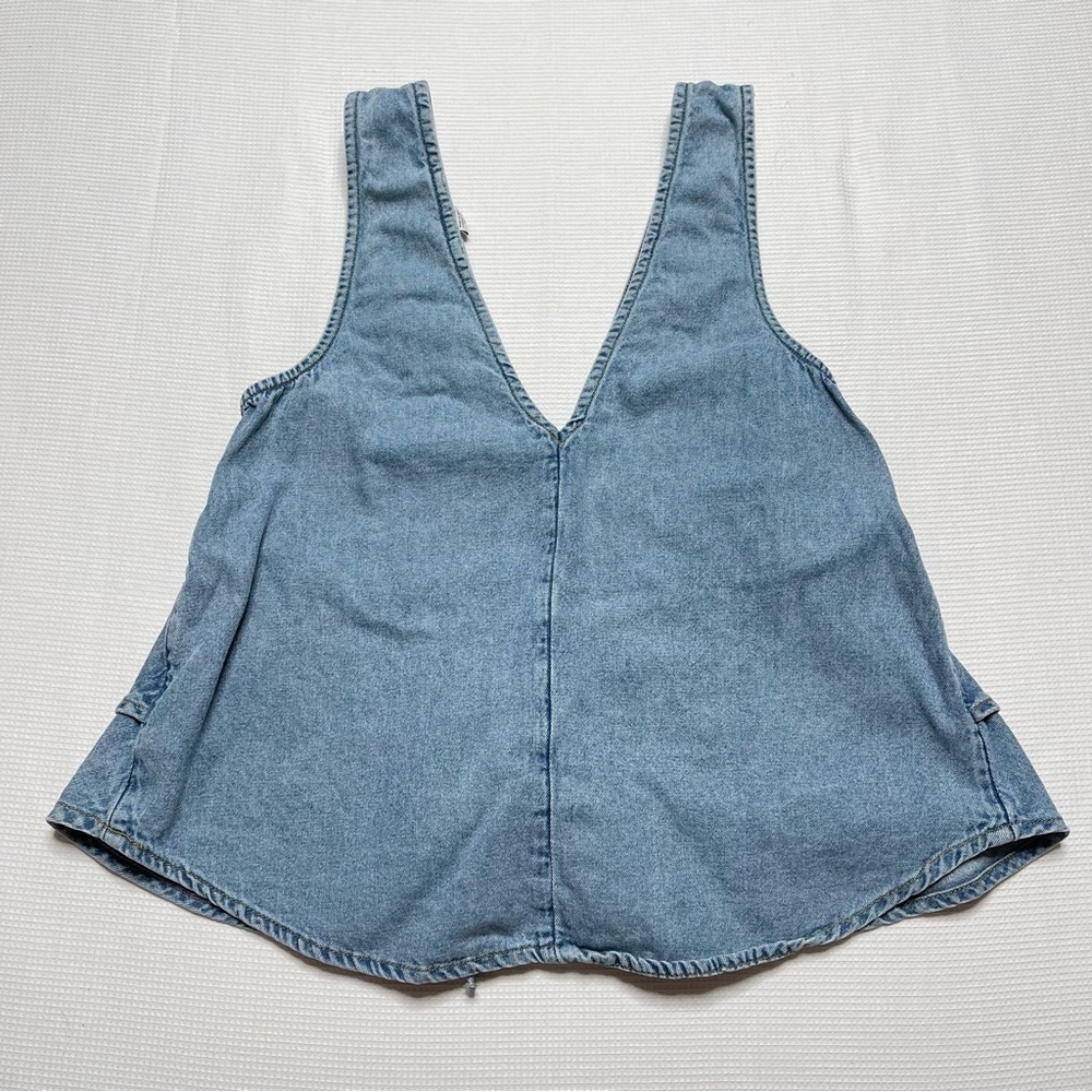 Womens xxsmall American Eagle‎ denim blue jean crop top mini tank top - Picture 2 of 6